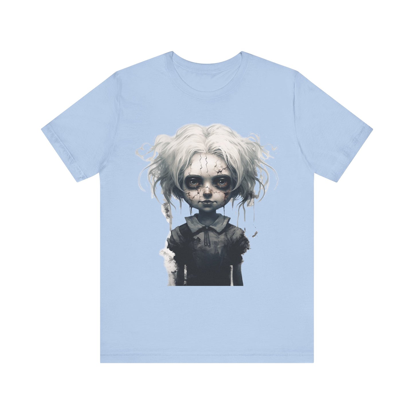 Creepy Doll Halloween Unisex Jersey Short Sleeve Tee