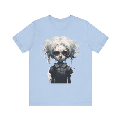 Creepy Doll Halloween Unisex Jersey Short Sleeve Tee