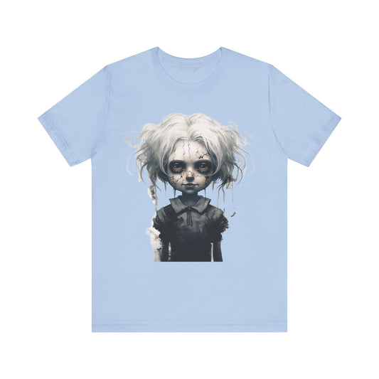 Creepy Doll Halloween Unisex Jersey Short Sleeve Tee