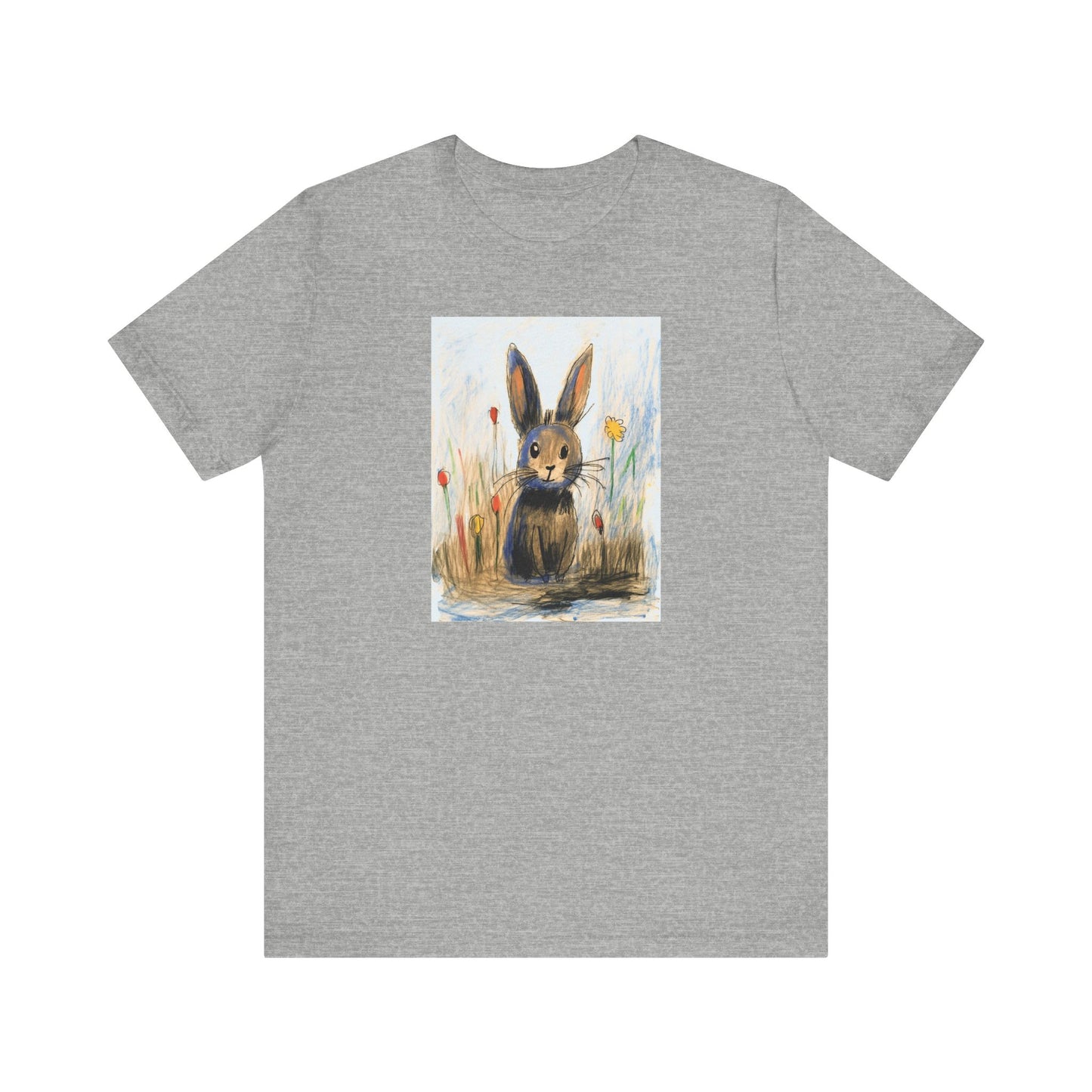 Child's Drawing of a Bunny Rabbit   Unisex Jersey Short Sleeve Tee