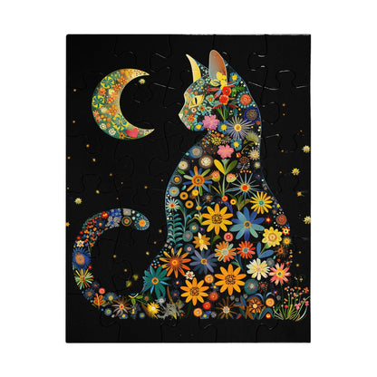 Flower Cat with the Night Sky Jigsaw Puzzle (30, 110, 252, 500,1000-Piece)