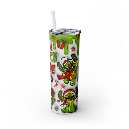 Lilo and Stitch Grinch Mode  Skinny Tumbler with Straw, 20oz