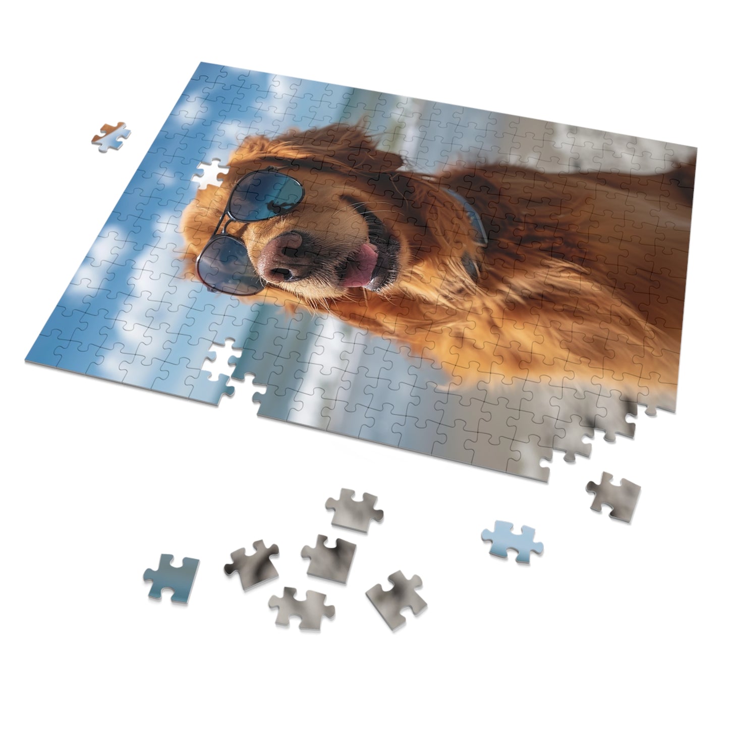 Golden Retriever Sunny at the Beach  Jigsaw Puzzle (30, 110, 252, 500,1000-Piece)