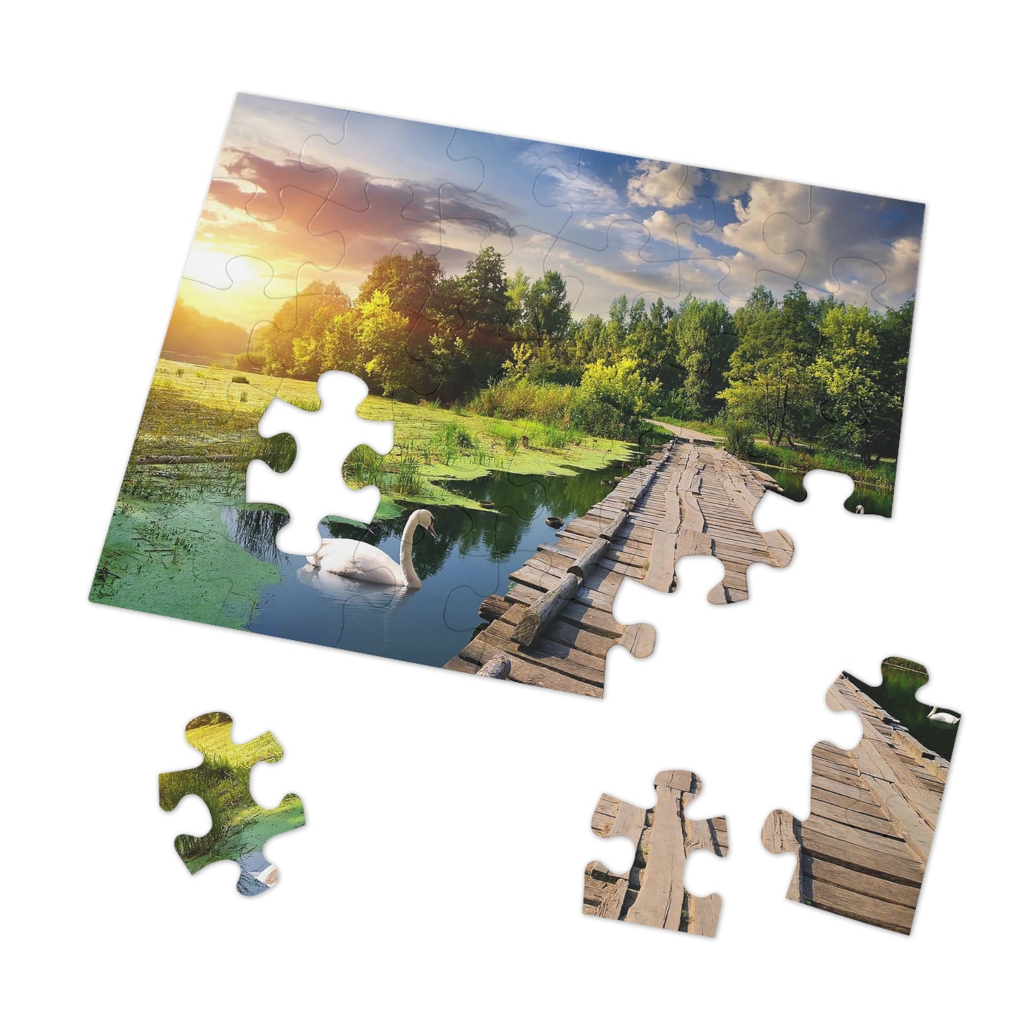 Sunset on Swan Lake  Jigsaw Puzzle (30, 110, 252, 500,1000-Piece)