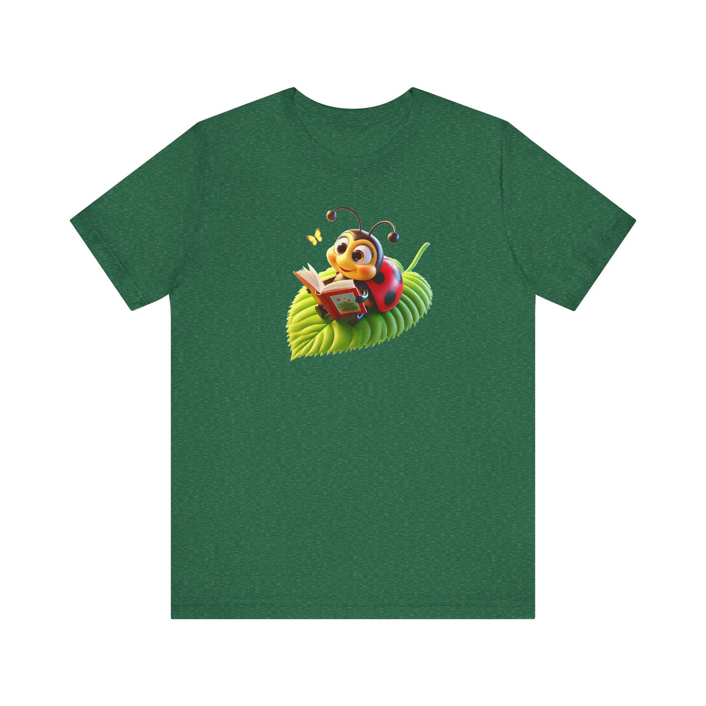 Reading Ladybug  Unisex Jersey Tee - Cute Insect Graphic Tee for Nature Lovers