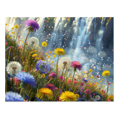 Wildflowers at the Waterfall  Jigsaw Puzzle (30, 110, 252, 500,1000-Piece)