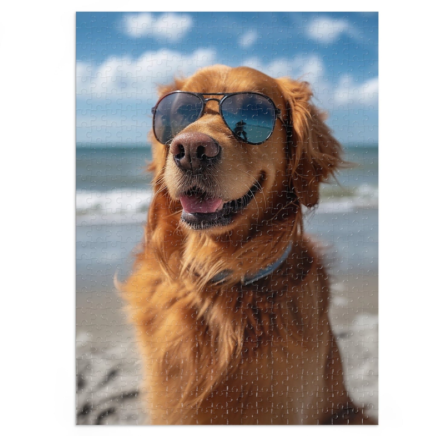 Golden Retriever Sunny at the Beach  Jigsaw Puzzle (30, 110, 252, 500,1000-Piece)