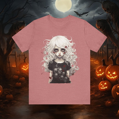 Creepy Doll Halloween Unisex Jersey Short Sleeve Tee
