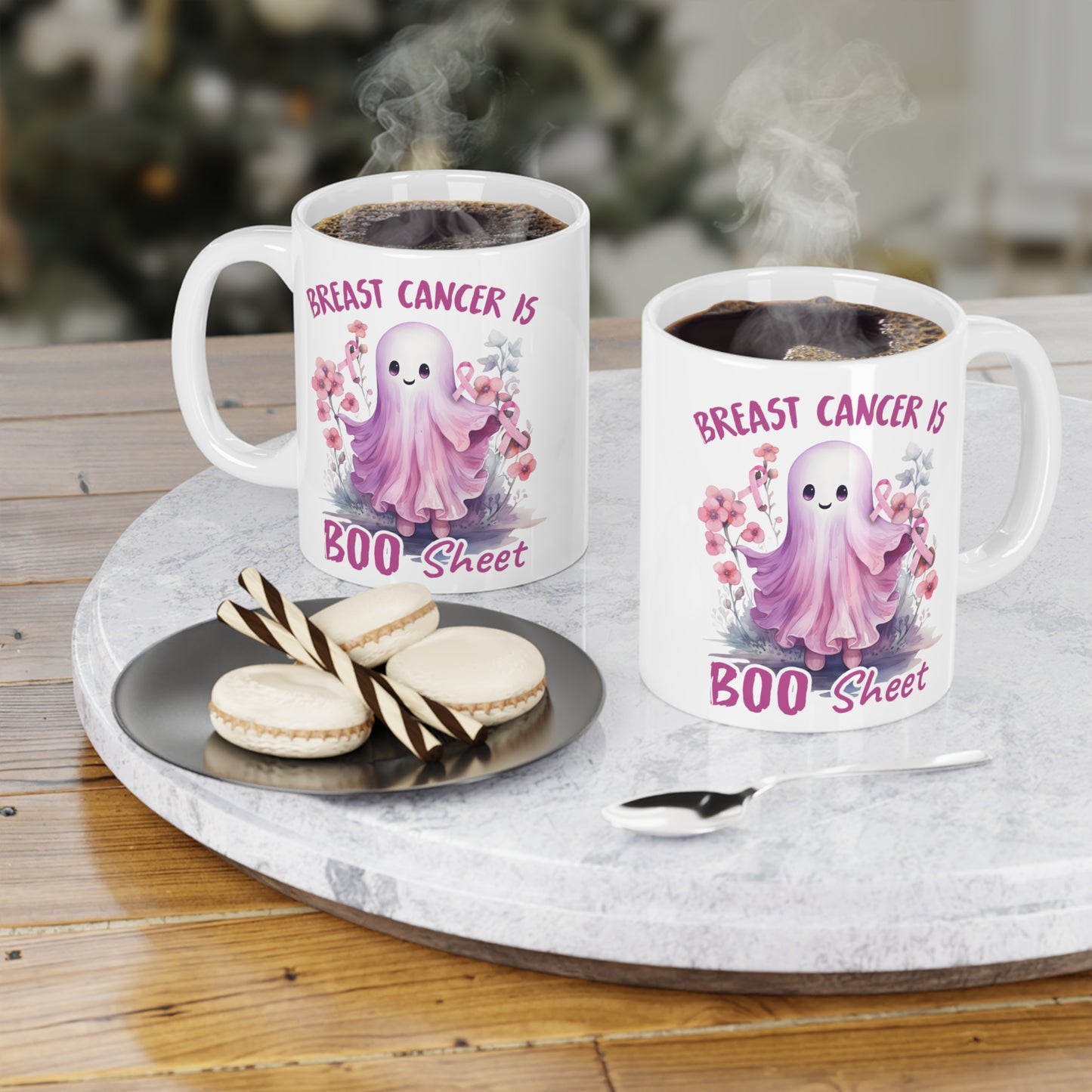 Boo Sheet Breast Cancer Awareness Motivational Halloween Ceramic Mugs (11oz\15oz\20oz)