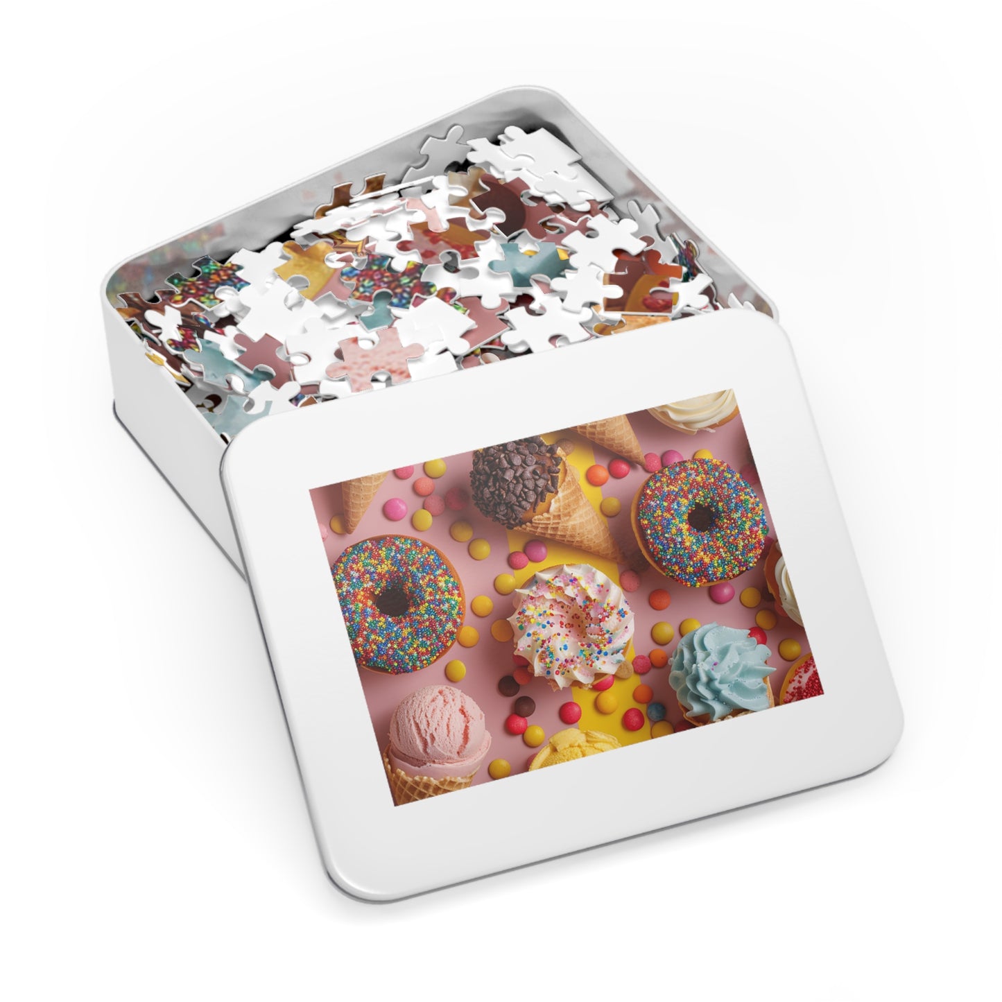 Party Time with Ice Cream, Doughnuts and Cupcakes  Jigsaw Puzzle (30, 110, 252, 500,1000-Piece)