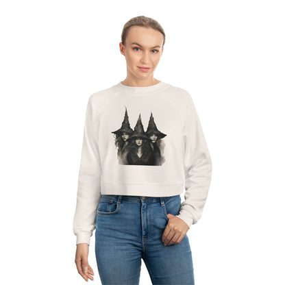 Classic Witch Picture, Halloween Top, Witch Sweatshirt, Women's Cropped Fleece Pullover