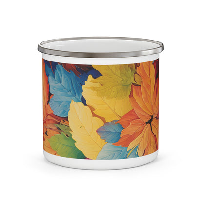 Colorful Leaves Enamel Camping Mug