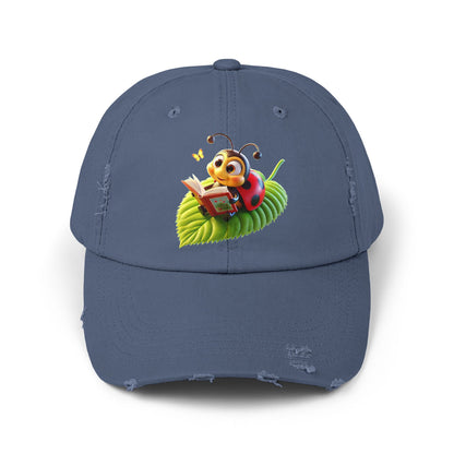 The Ladybug Reading Her Book   Distressed Cap - Unisex