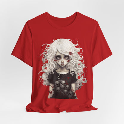 Creepy Doll Halloween Unisex Jersey Short Sleeve Tee