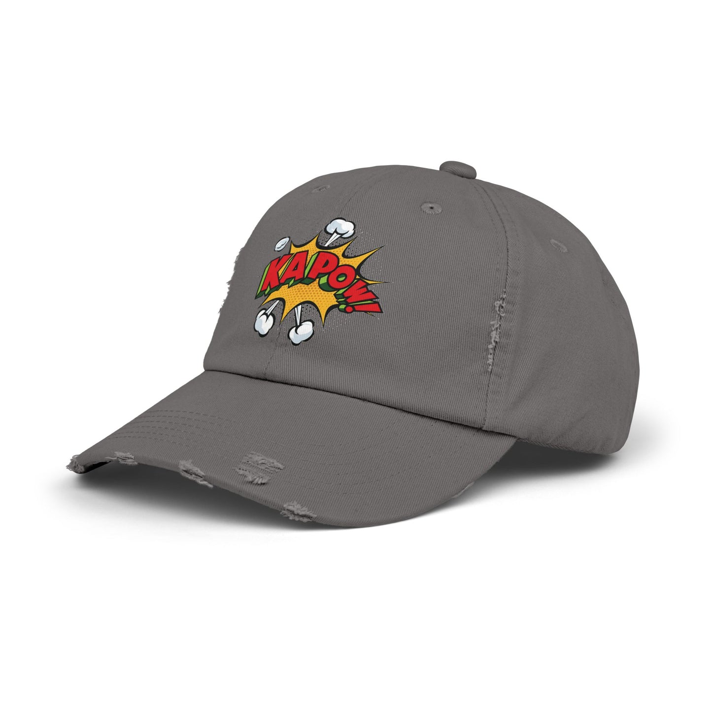 Unisex Distressed Cap - Comic Style 'KAPOW!' Graphic Hat for Bold Adventure Lovers