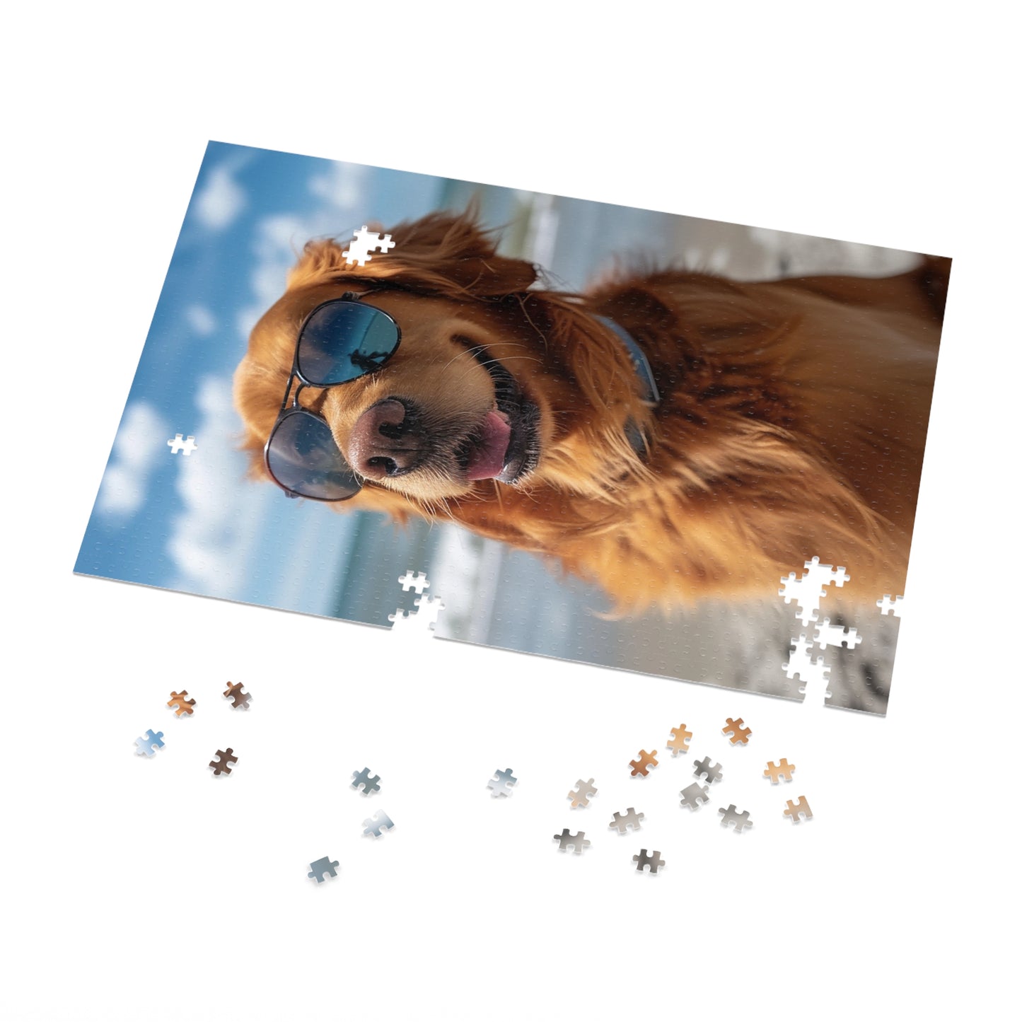 Golden Retriever Sunny at the Beach  Jigsaw Puzzle (30, 110, 252, 500,1000-Piece)