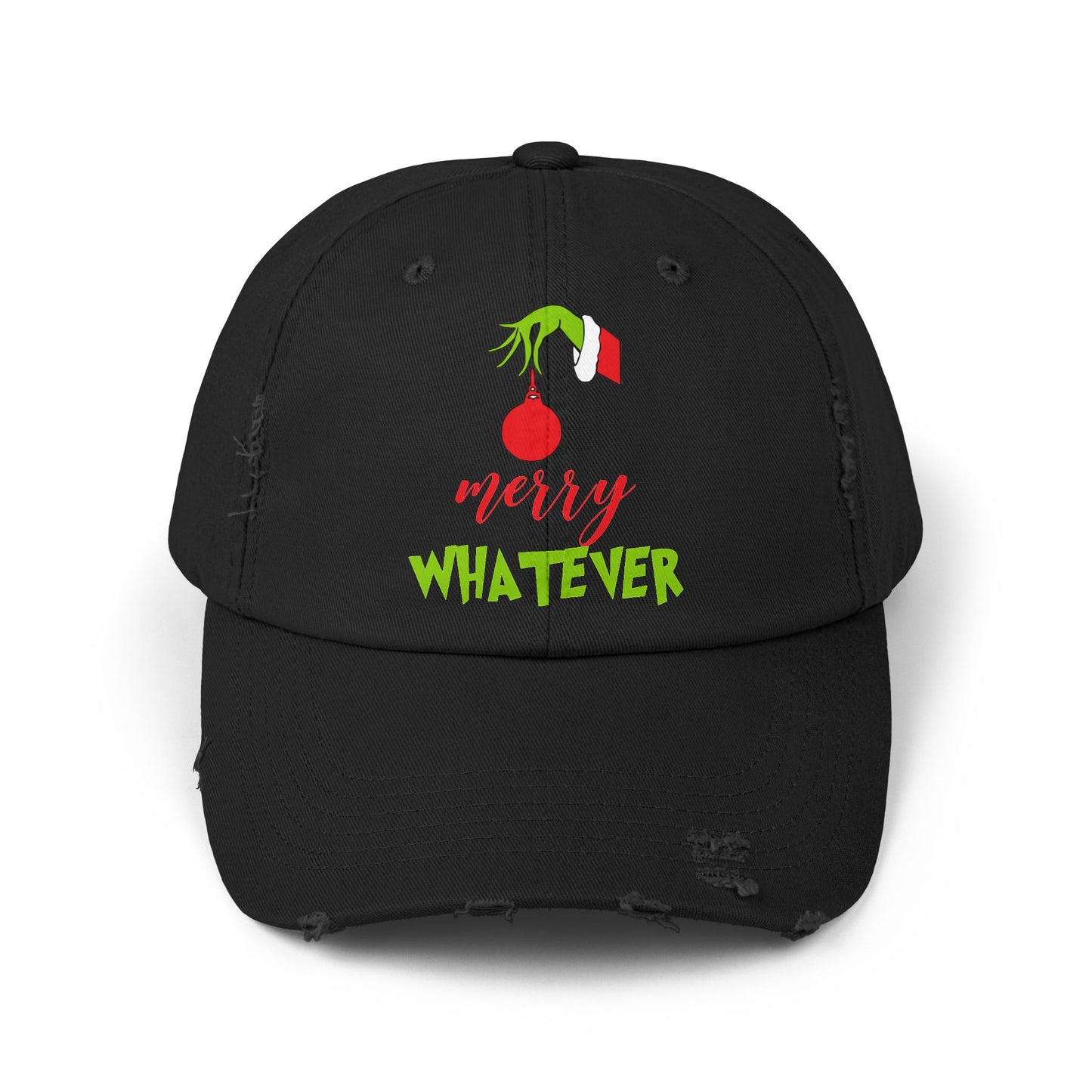 Merry Whatever Distressed Cap - Unisex Holiday Hat