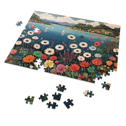 Colorful Flowers and Sailboats Jigsaw Puzzle (30, 110, 252, 500,1000-Piece)