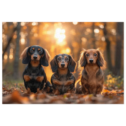 Three Dachshund Pups in Autumn Jigsaw Puzzle (30, 110, 252, 500,1000-Piece)