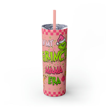 In My Grinch Mama Era  Skinny Tumbler with Straw, 20oz