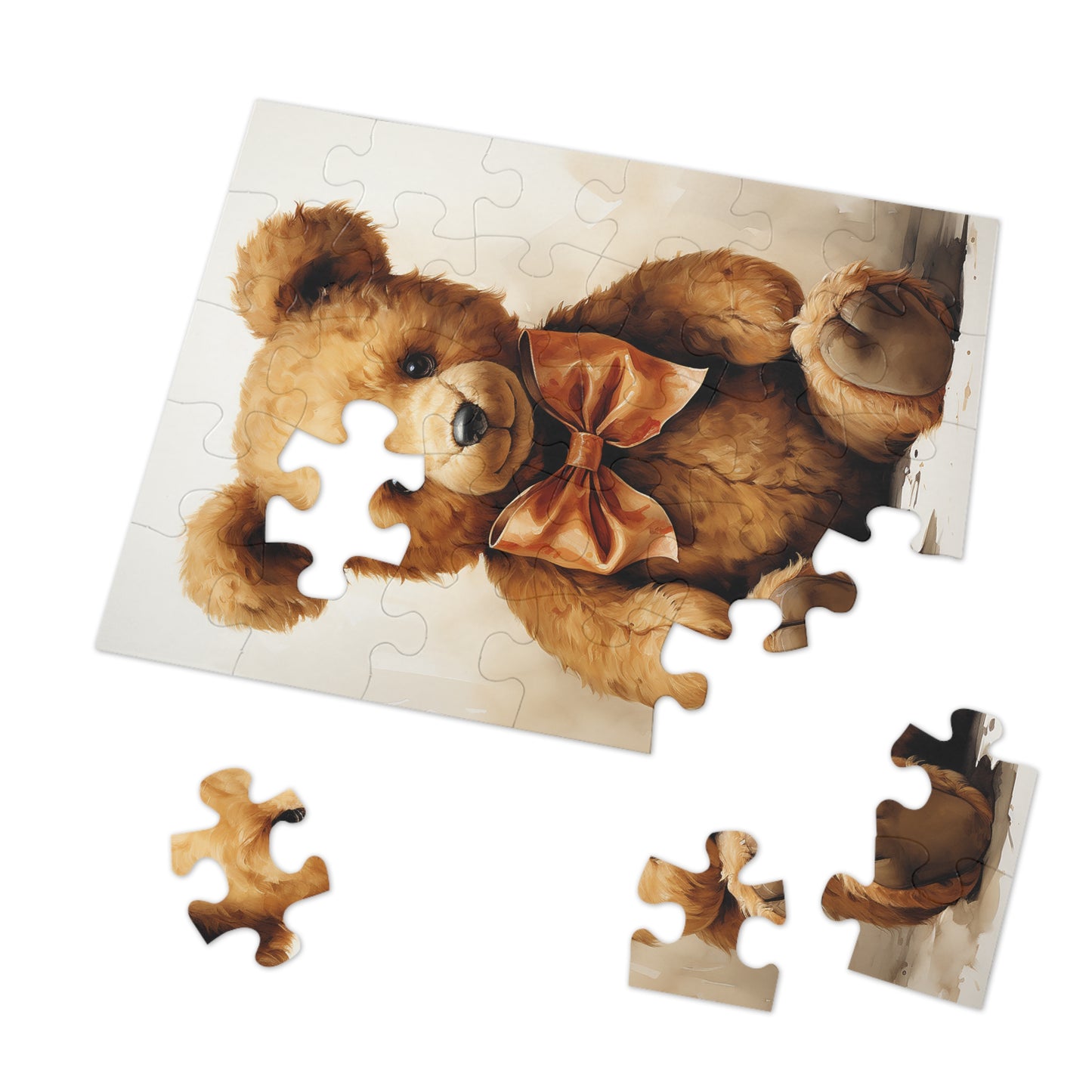 Watercolor Teddy Bear Jigsaw Puzzle (30, 110, 252, 500,1000-Piece)