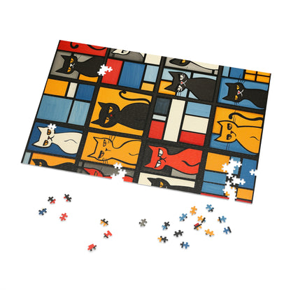 Abstract Cat Blocks Jigsaw Puzzle (30, 110, 252, 500,1000-Piece)