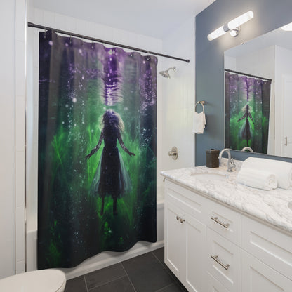 Girl Floating in Water  Halloween Shower Curtain