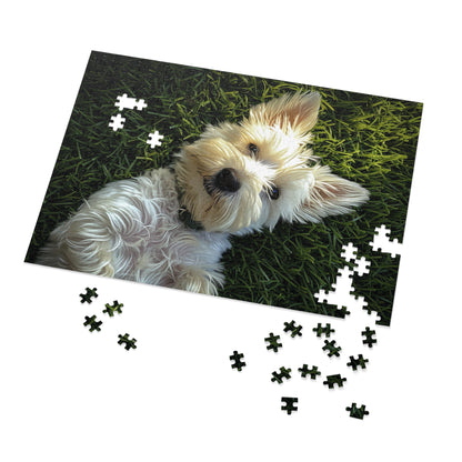 Westie Puppy Rolling in the Grass Jigsaw Puzzle (30, 110, 252, 500,1000-Piece)