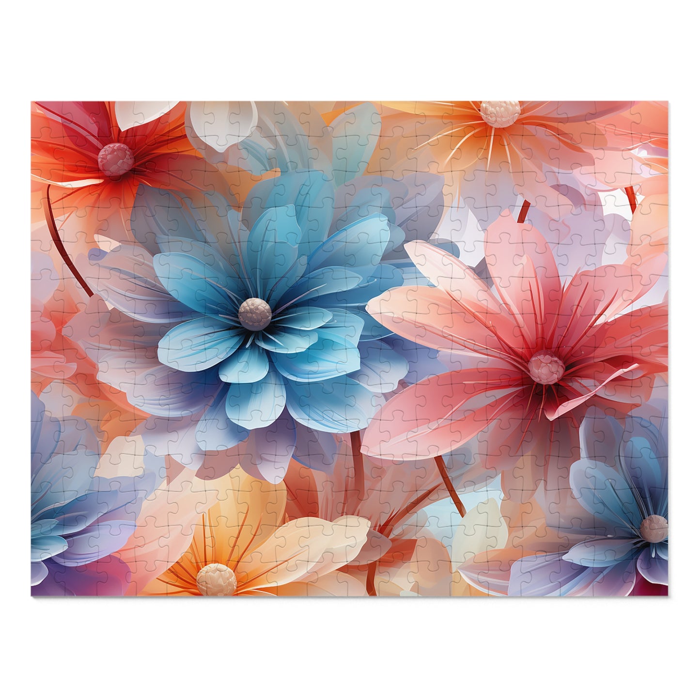 Pretty Pastel Flowers Jigsaw Puzzle (30, 110, 252, 500,1000-Piece)