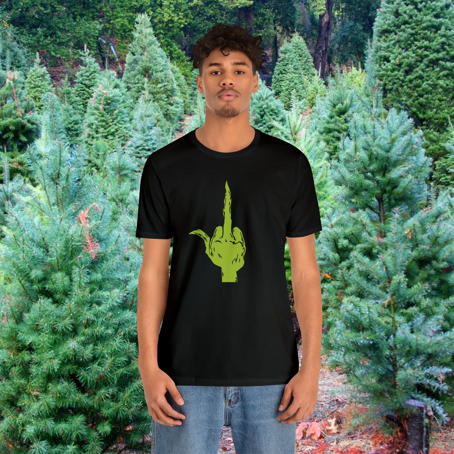 Grinch Middle Finger  Unisex Jersey Short Sleeve Tee