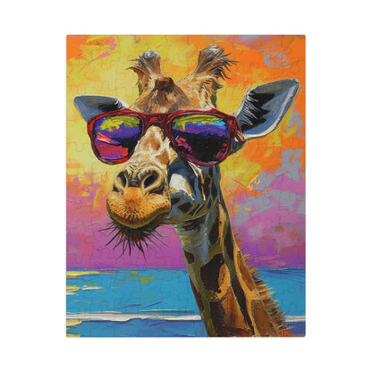 Beach Loving Giraffe Wearing Her Shades Jigsaw Puzzle (30, 110, 252, 500,1000-Piece)