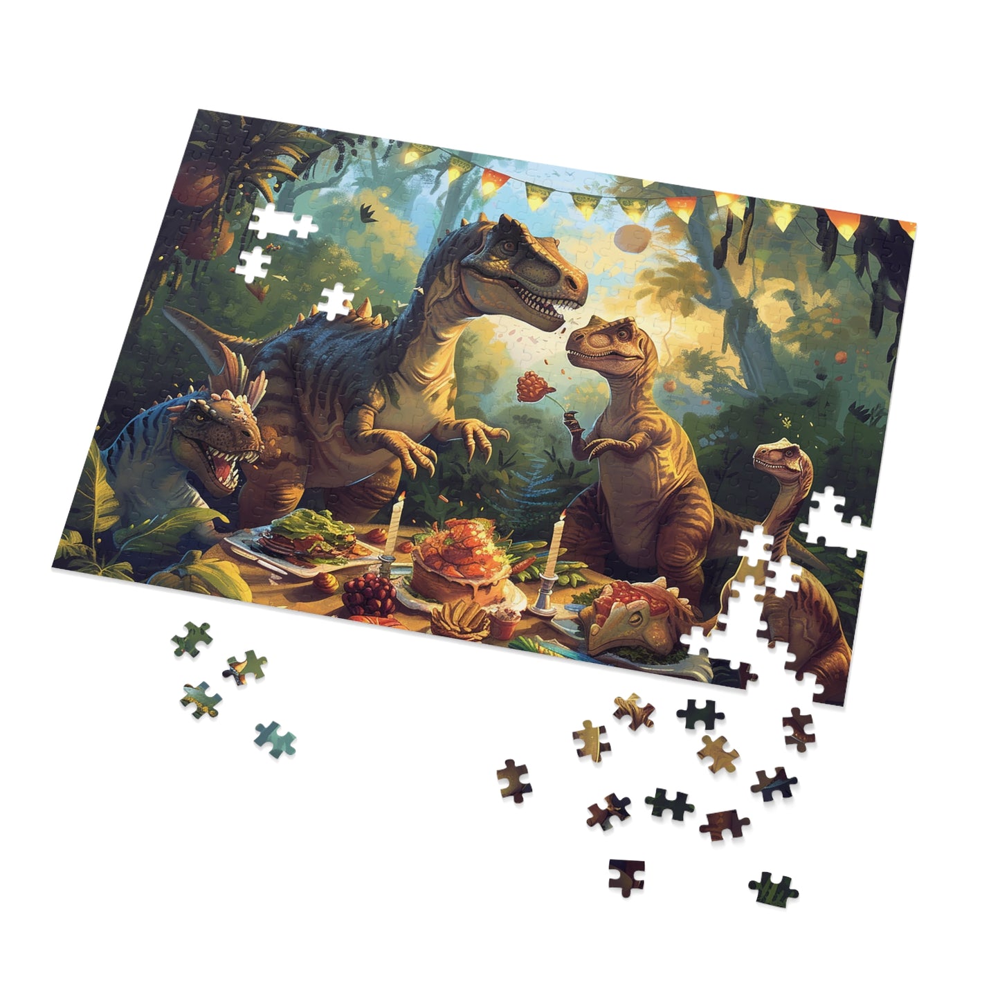 Dino Dinner Party  Jigsaw Puzzle (30, 110, 252, 500,1000-Piece)