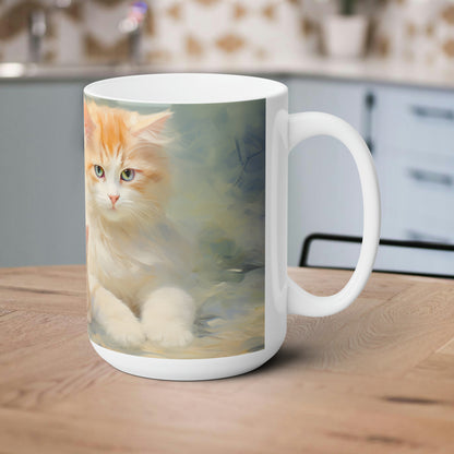 Mama and Baby Cat Ceramic Mug 15oz
