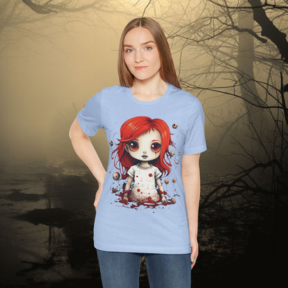 Pretty Creepy Doll Halloween Unisex Jersey Short Sleeve Tee