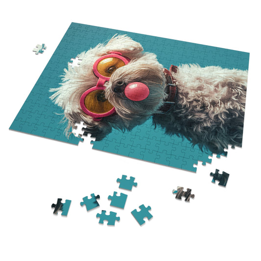 Maltese with Pink Sunglasses  Jigsaw Puzzle (30, 110, 252, 500,1000-Piece)