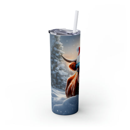 Christmas Cow  Skinny Tumbler with Straw, 20oz