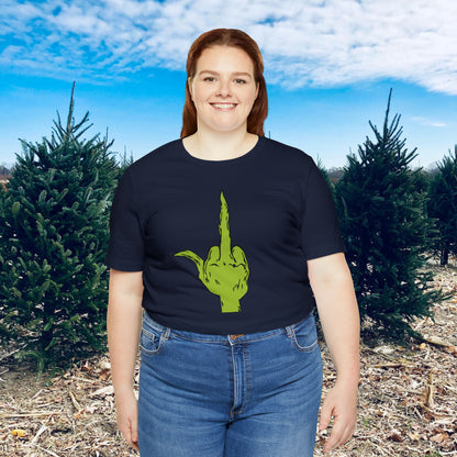 Grinch Middle Finger  Unisex Jersey Short Sleeve Tee