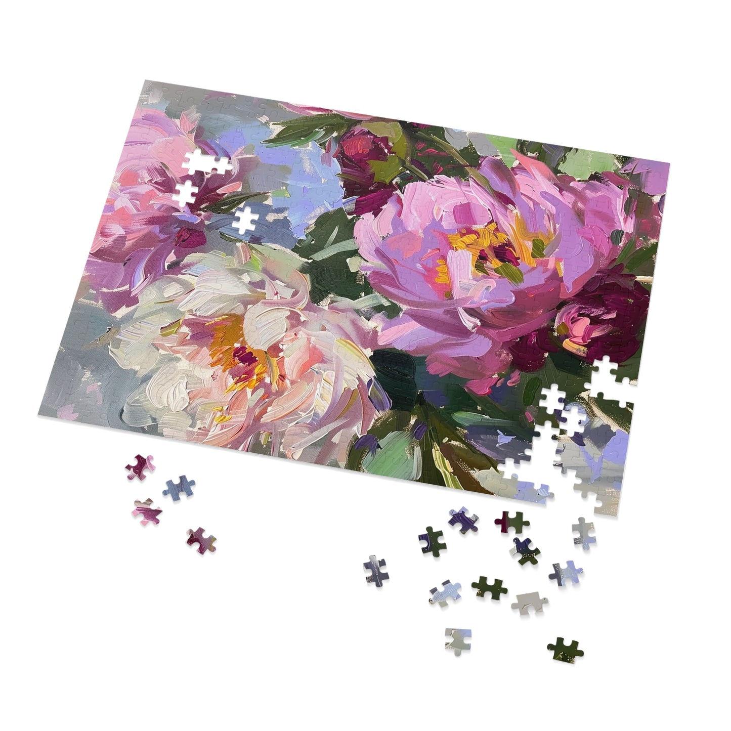 Oil Painting of Pink Flowers  Jigsaw Puzzle (30, 110, 252, 500,1000-Piece)