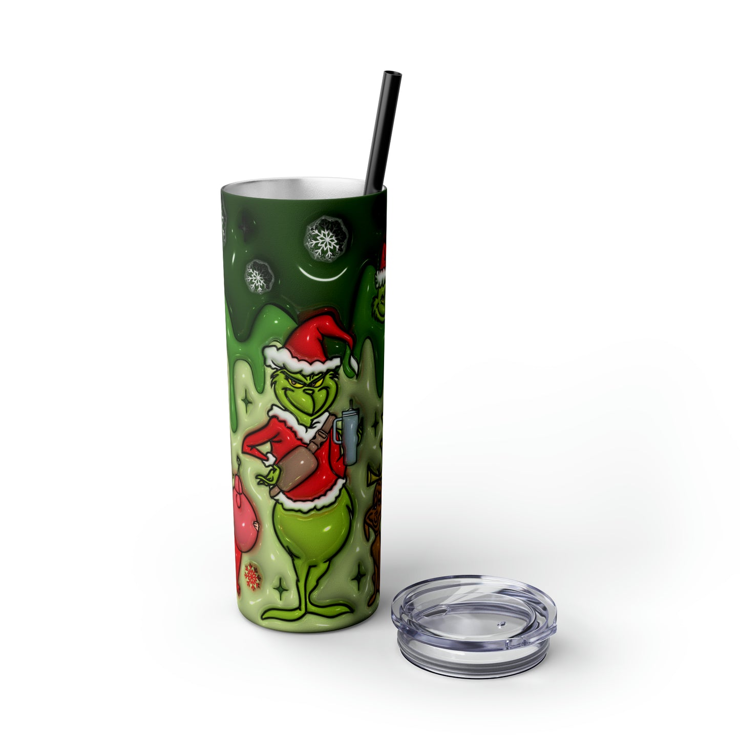 Mr Grinch  Skinny Tumbler with Straw, 20oz