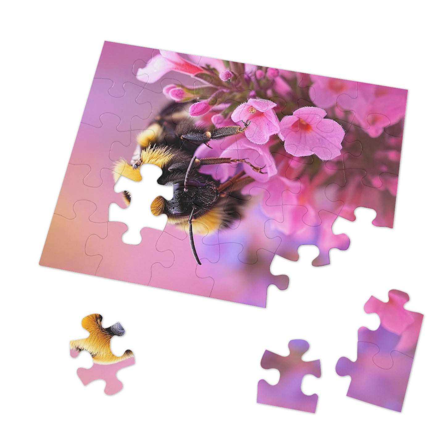 Pink buds and the Bumble Bee  Jigsaw Puzzle (30, 110, 252, 500,1000-Piece)