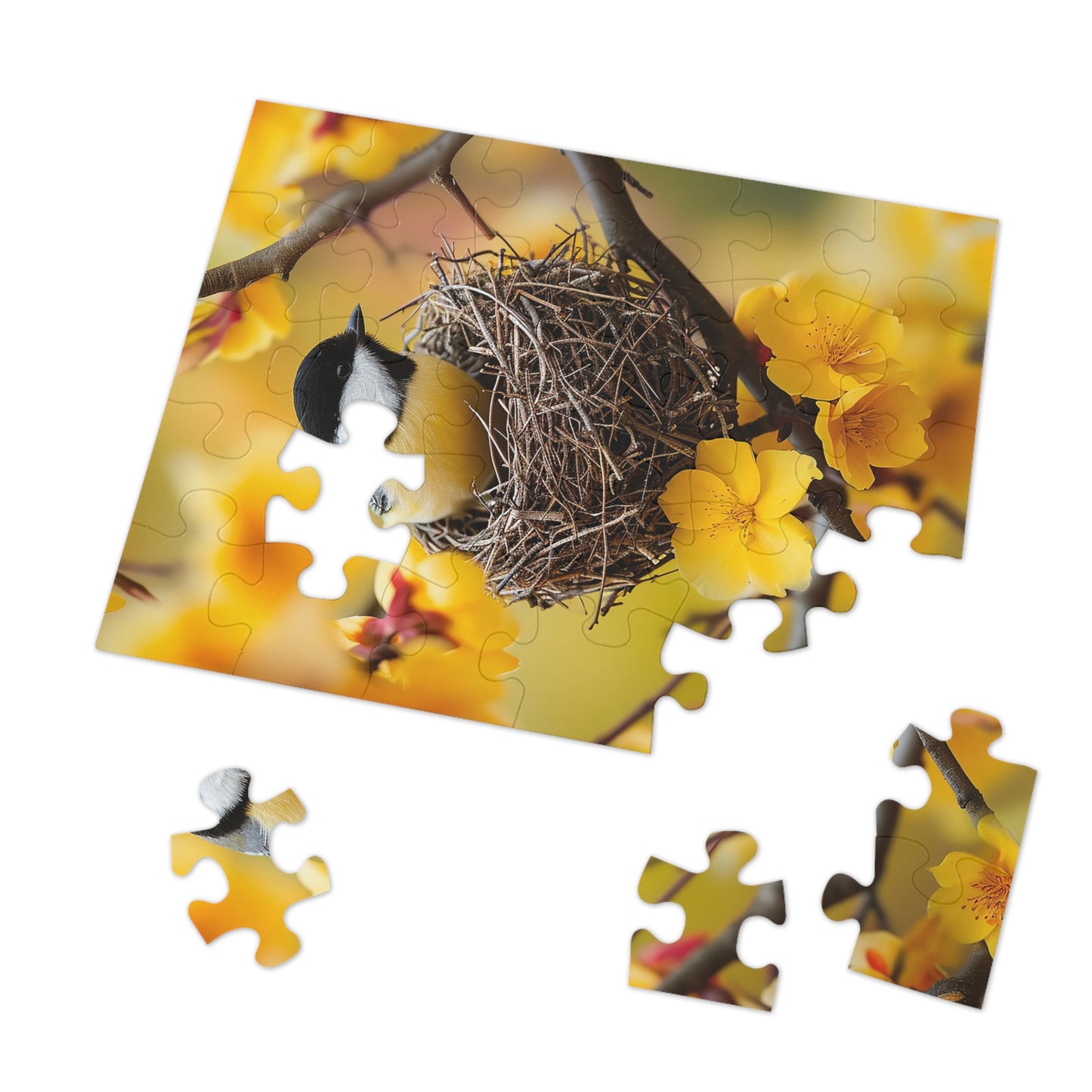 Yellow and Black Bird Nesting Jigsaw Puzzle (30, 110, 252, 500,1000-Piece)