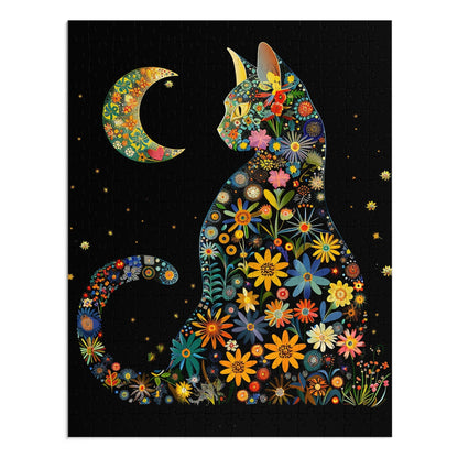 Flower Cat with the Night Sky Jigsaw Puzzle (30, 110, 252, 500,1000-Piece)