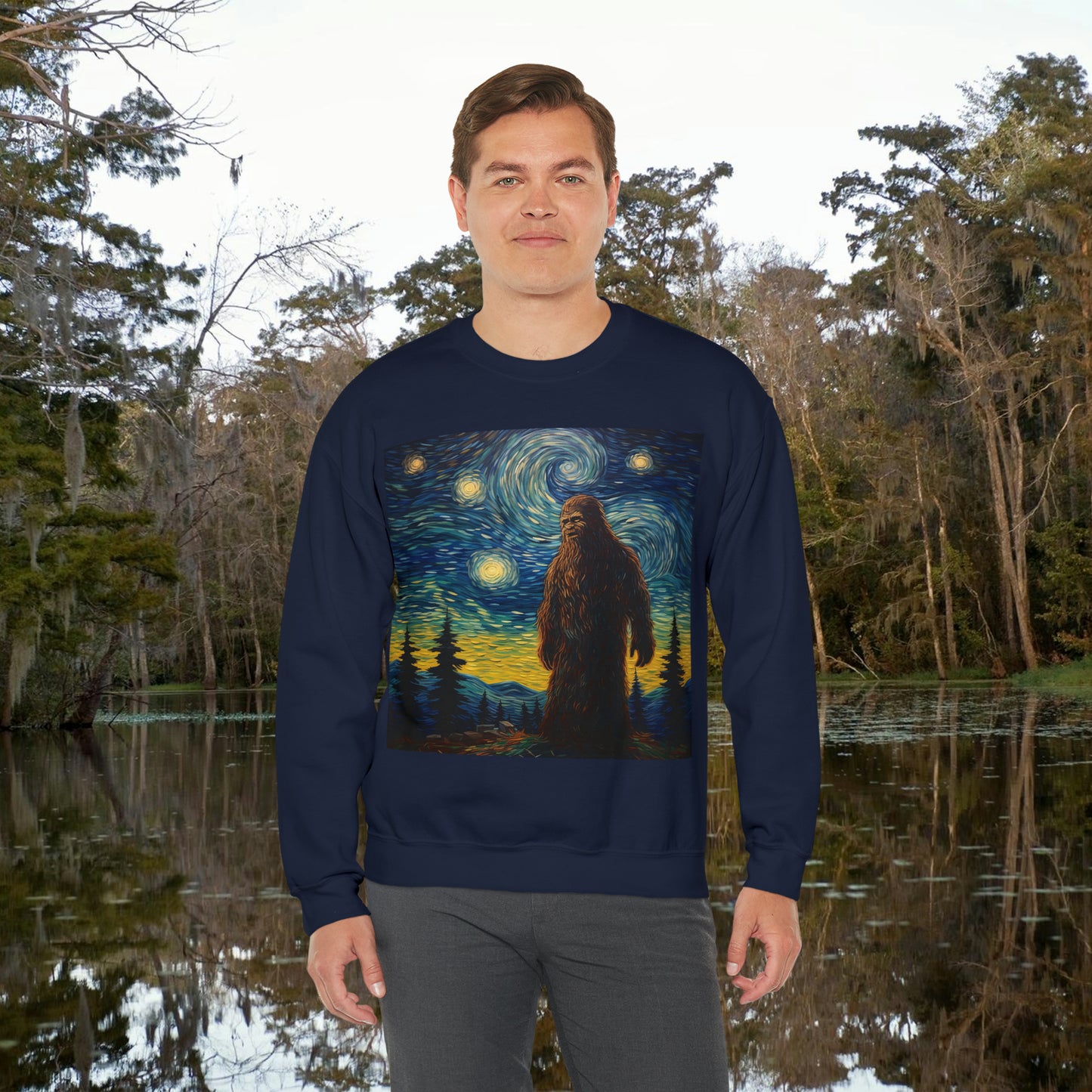 Big Foot Starry Night Unisex Heavy Blend™ Crewneck Sweatshirt