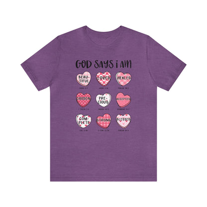 God Says I Am Candy Hearts  Unisex Jersey Short Sleeve Tee