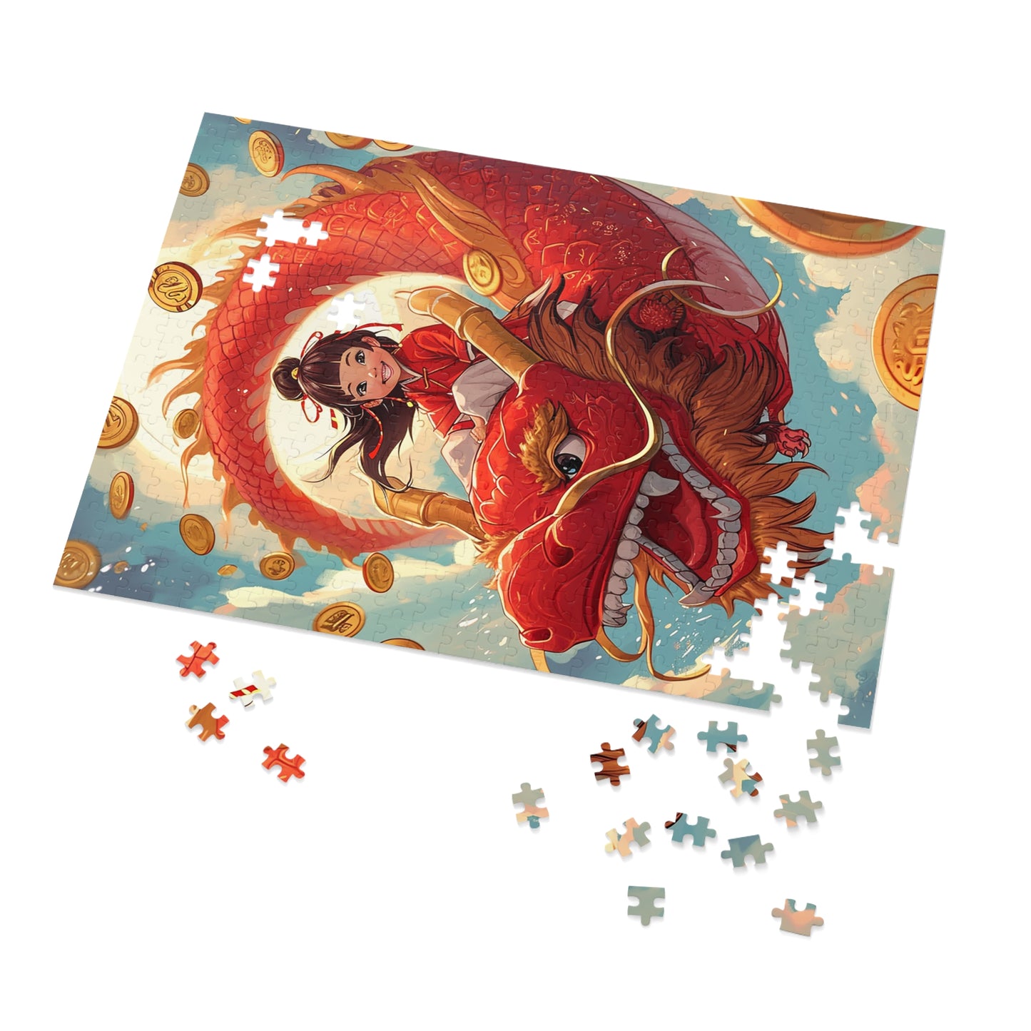 Riding the Red Chinese Dragon  Jigsaw Puzzle (30, 110, 252, 500,1000-Piece)