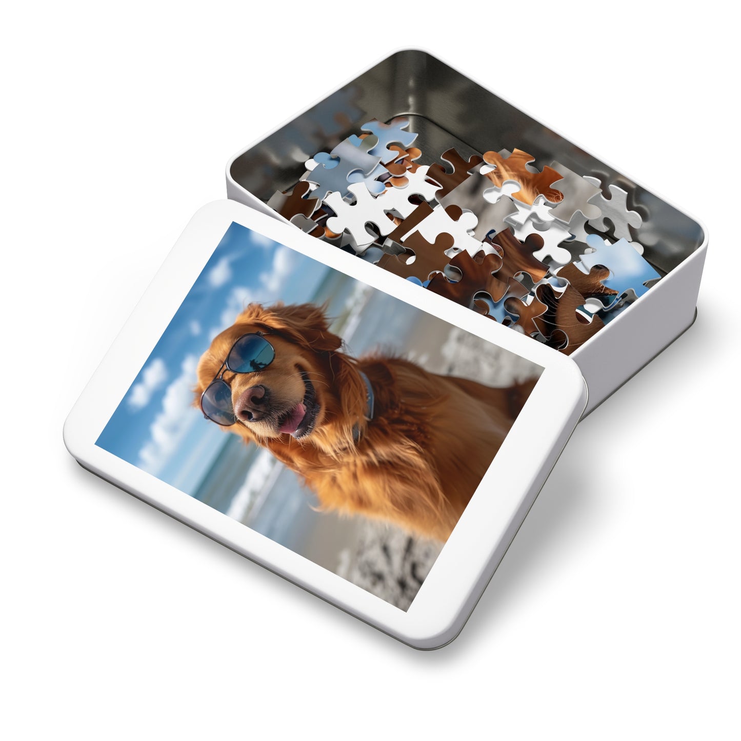 Golden Retriever Sunny at the Beach  Jigsaw Puzzle (30, 110, 252, 500,1000-Piece)