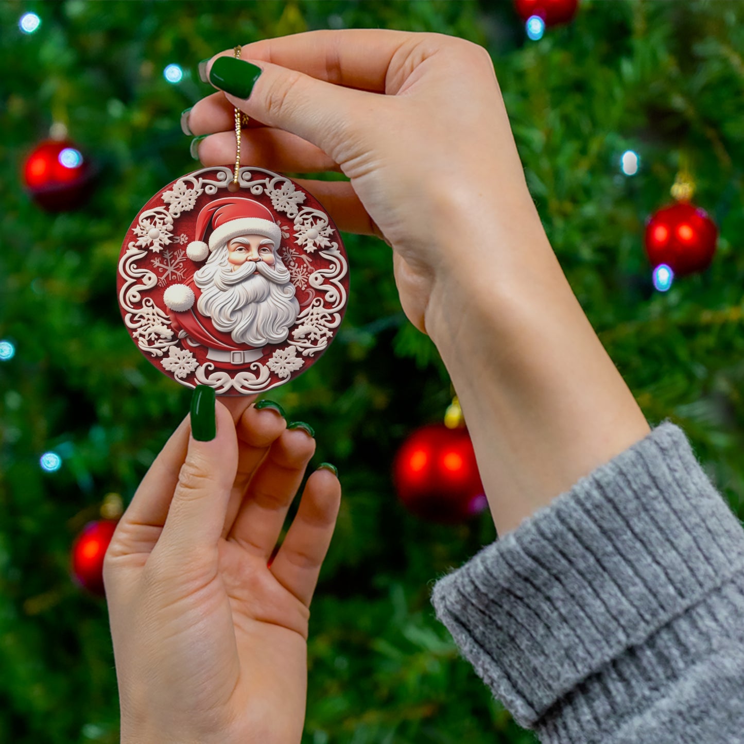 Santa Christmas Ceramic Ornament