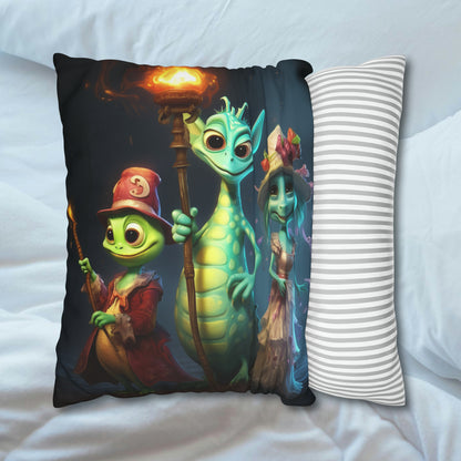 Monster Trick or Treater's Halloween Night Spun Polyester Square Pillow