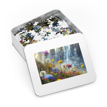 Wildflowers at the Waterfall  Jigsaw Puzzle (30, 110, 252, 500,1000-Piece)