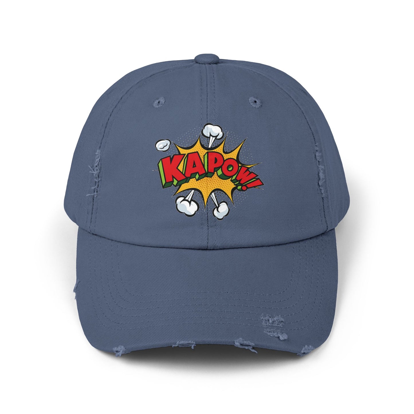 Unisex Distressed Cap - Comic Style 'KAPOW!' Graphic Hat for Bold Adventure Lovers